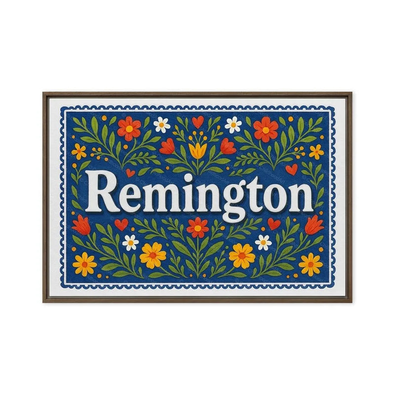 Remington Name Art - Floral Farmhouse personalized wall print for kids