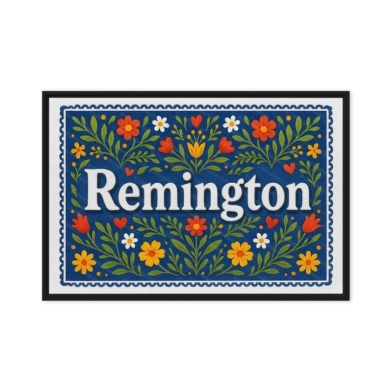 Remington Name Art - Floral Farmhouse personalized wall print for kids