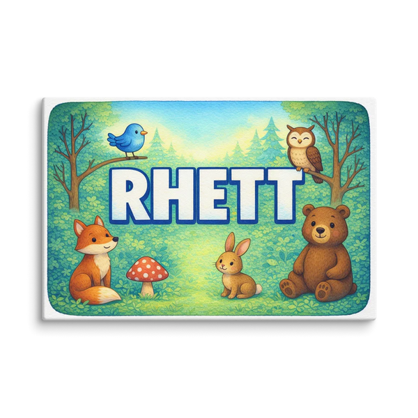 Personalized Rhett name art print in the Forest friends style