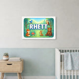 Rhett Name Art - Forest Friends personalized wall print for kids