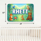 Rhett Name Art - Forest Friends personalized wall print for kids