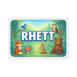 Rhett Name Art - Forest Friends personalized wall print for kids