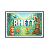 Rhett Name Art - Forest Friends personalized wall print for kids