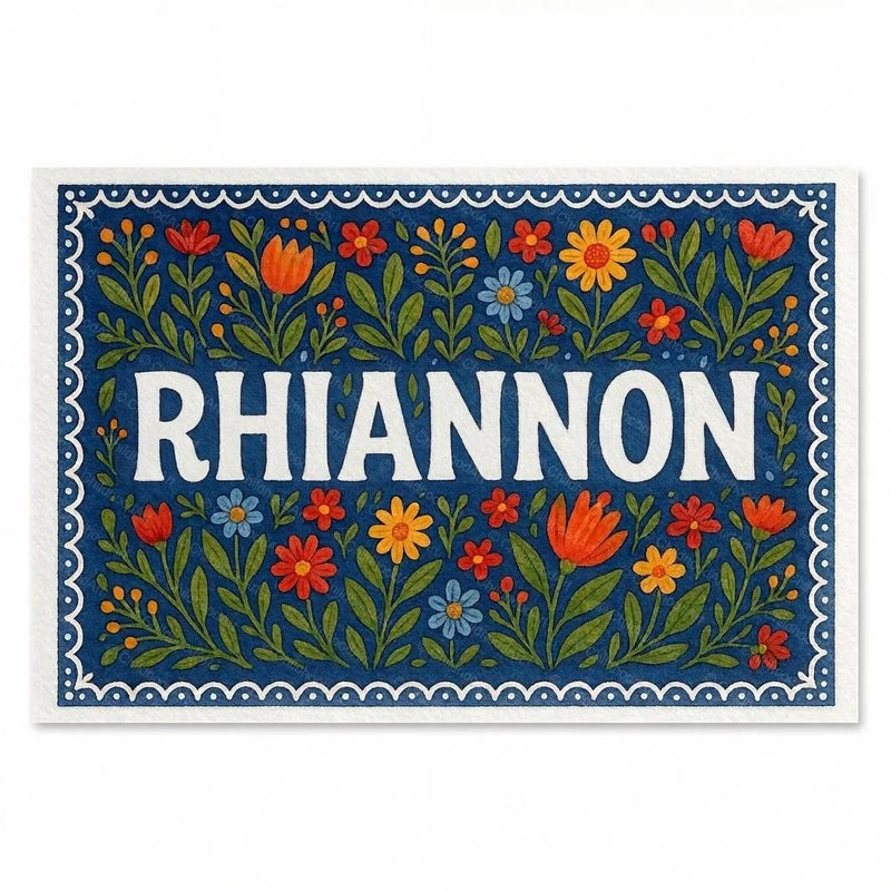 Rhiannon Name Art - Floral Farmhouse personalized wall print for kids