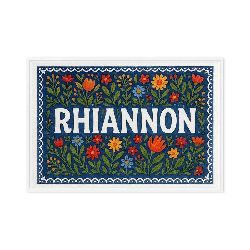 Rhiannon Name Art - Floral Farmhouse personalized wall print for kids