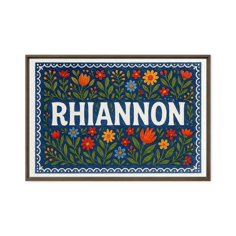 Rhiannon Name Art - Floral Farmhouse personalized wall print for kids
