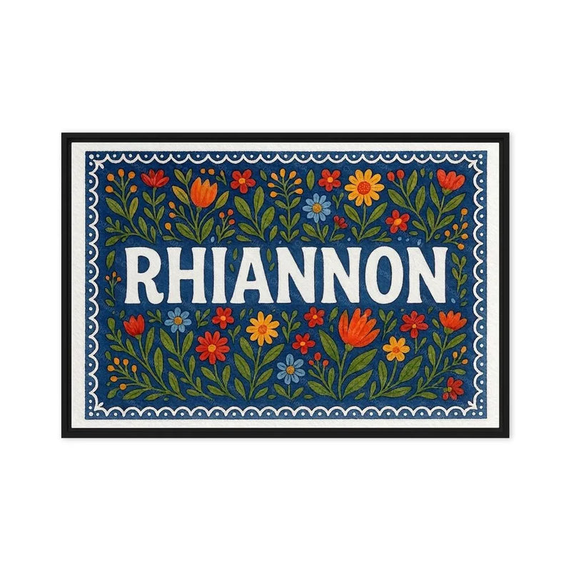 Rhiannon Name Art - Floral Farmhouse personalized wall print for kids
