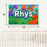 Rhys Name Art - Dinosaur Adventure personalized wall print for kids