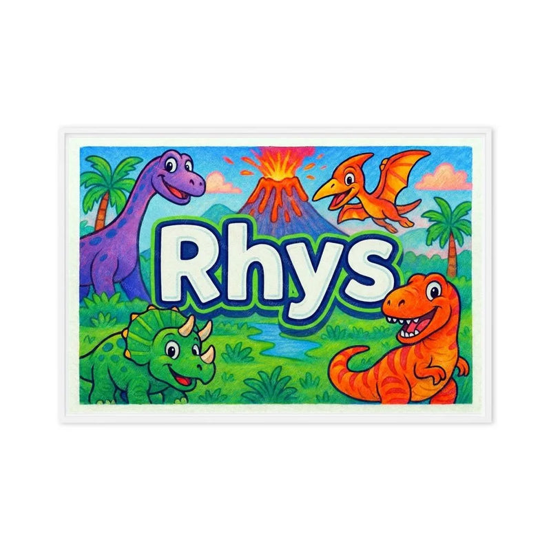 Rhys Name Art - Dinosaur Adventure personalized wall print for kids