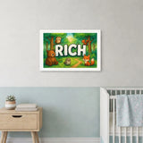 Rich Name Art - Forest Friends personalized wall print for kids