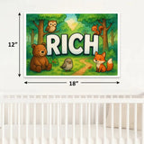 Rich Name Art - Forest Friends personalized wall print for kids