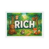 Rich Name Art - Forest Friends personalized wall print for kids