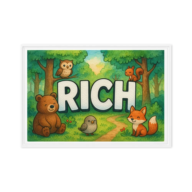 Rich Name Art - Forest Friends personalized wall print for kids