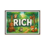 Rich Name Art - Forest Friends personalized wall print for kids
