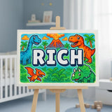 Rich Name Art - Dinosaur Adventure personalized wall print for kids
