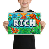 Rich Name Art - Dinosaur Adventure personalized wall print for kids