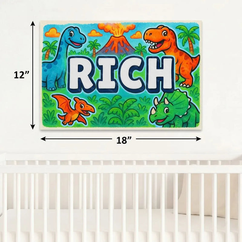 Rich Name Art - Dinosaur Adventure personalized wall print for kids