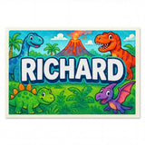 Richard Name Art - Dinosaur Adventure personalized wall print for kids
