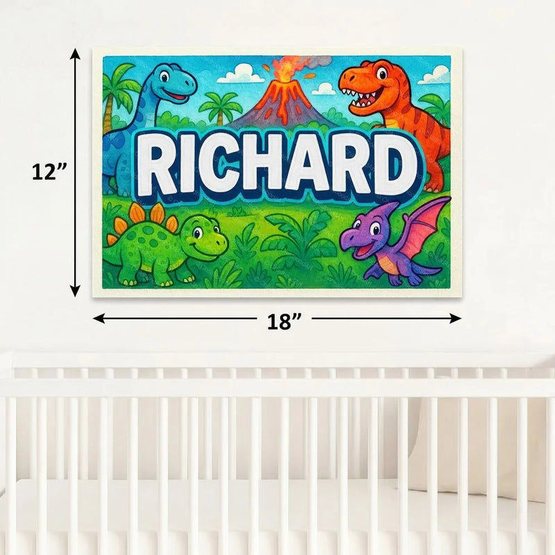 Richard Name Art - Dinosaur Adventure personalized wall print for kids