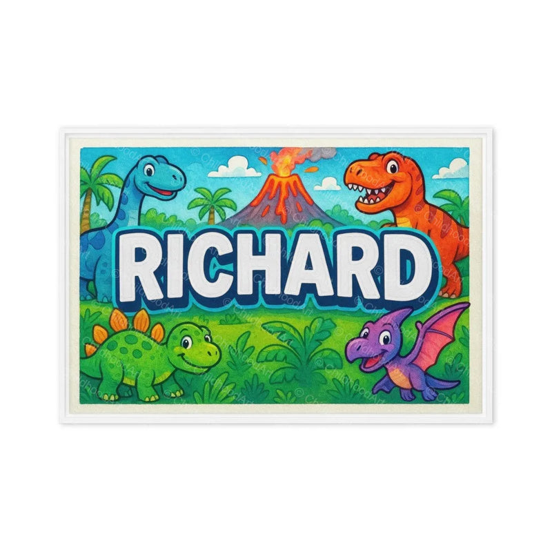Richard Name Art - Dinosaur Adventure personalized wall print for kids