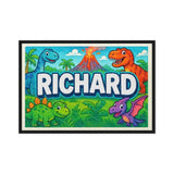 Richard Name Art - Dinosaur Adventure personalized wall print for kids