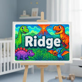 Ridge Name Art - Dinosaur Adventure personalized wall print for kids