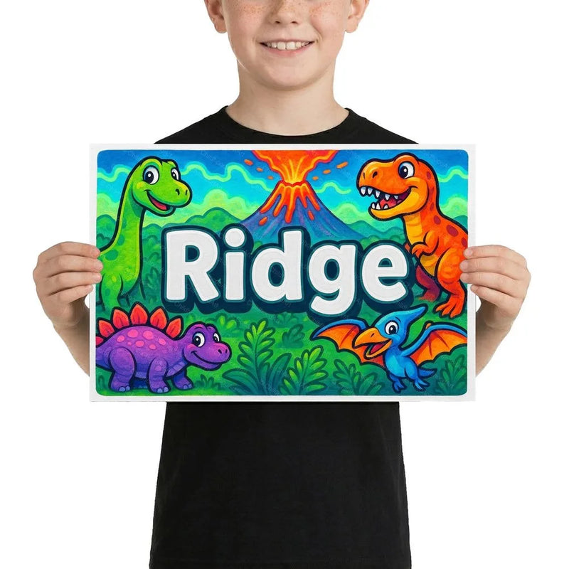 Ridge Name Art - Dinosaur Adventure personalized wall print for kids