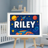 Adventurous personalized space name art for Riley