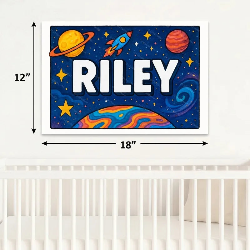 Adventurous personalized space name art for Riley