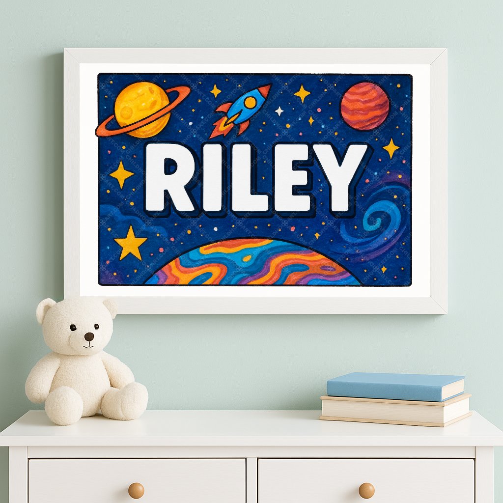 Personalized space name art for Riley