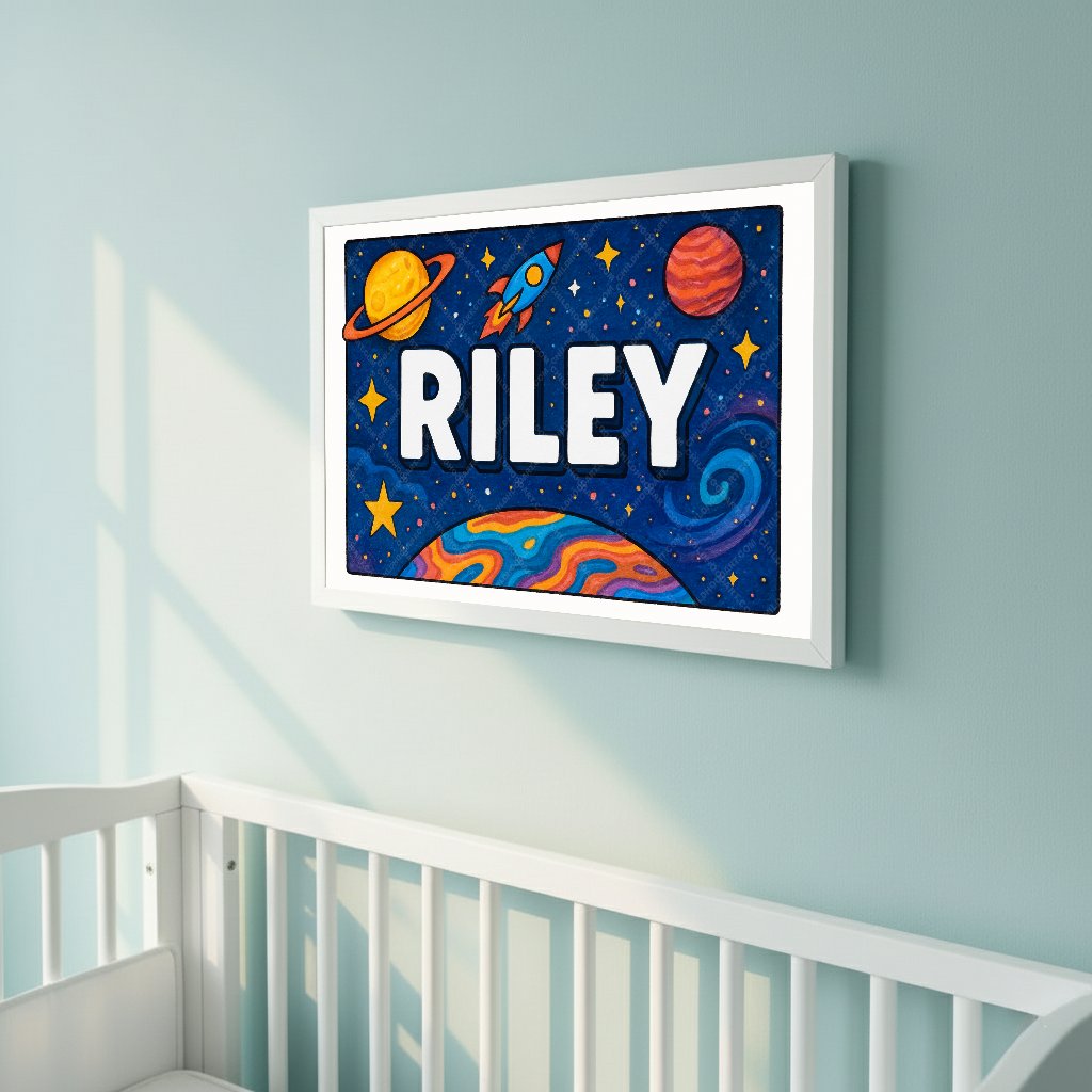 Personalized space name art for Riley