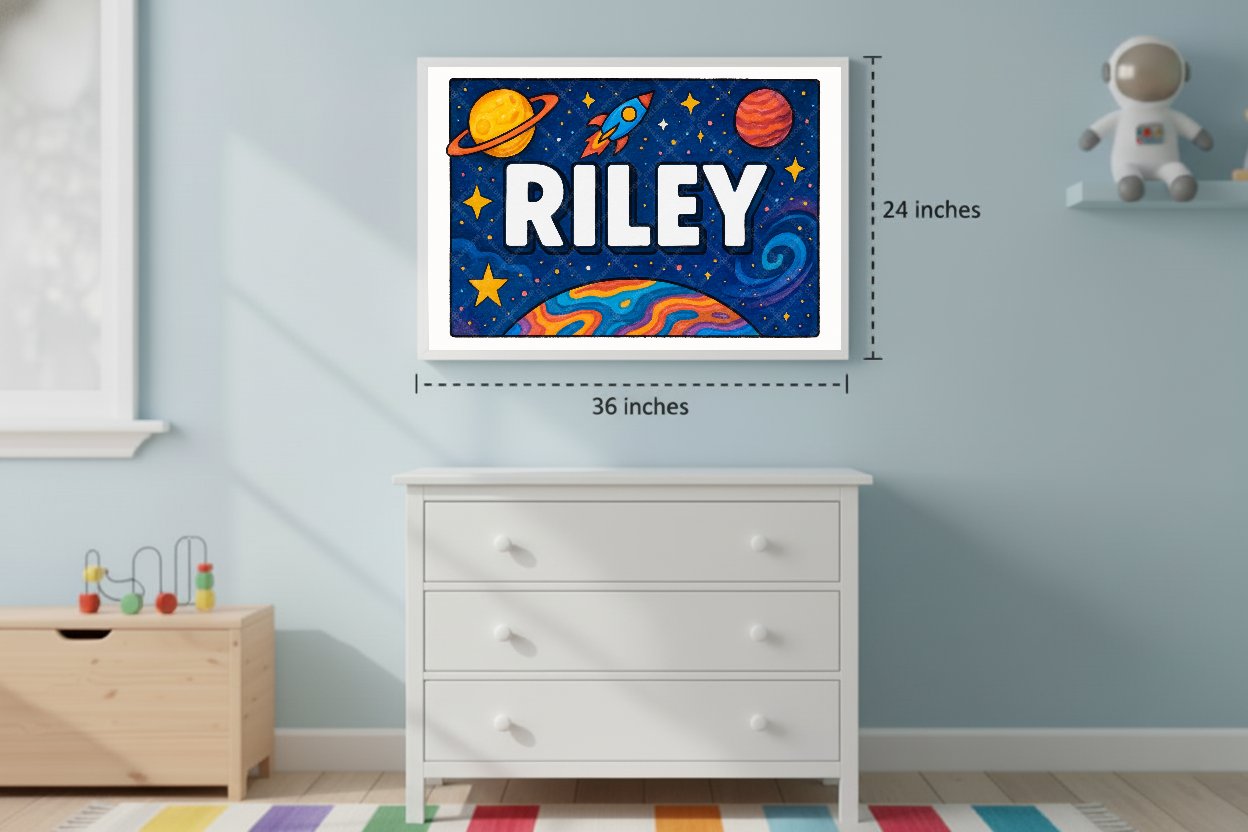 Personalized space name art for Riley