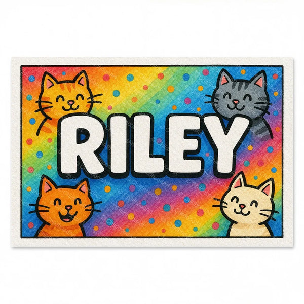 Riley Colorful Cats Name Art
