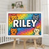 Playful personalized cat name art for Riley
