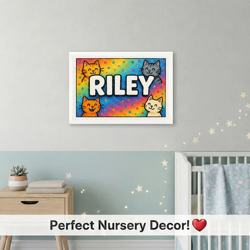 Playful personalized cat name art for Riley