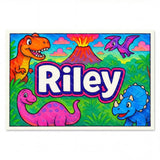Adventurous personalized dinosaur name art for Riley