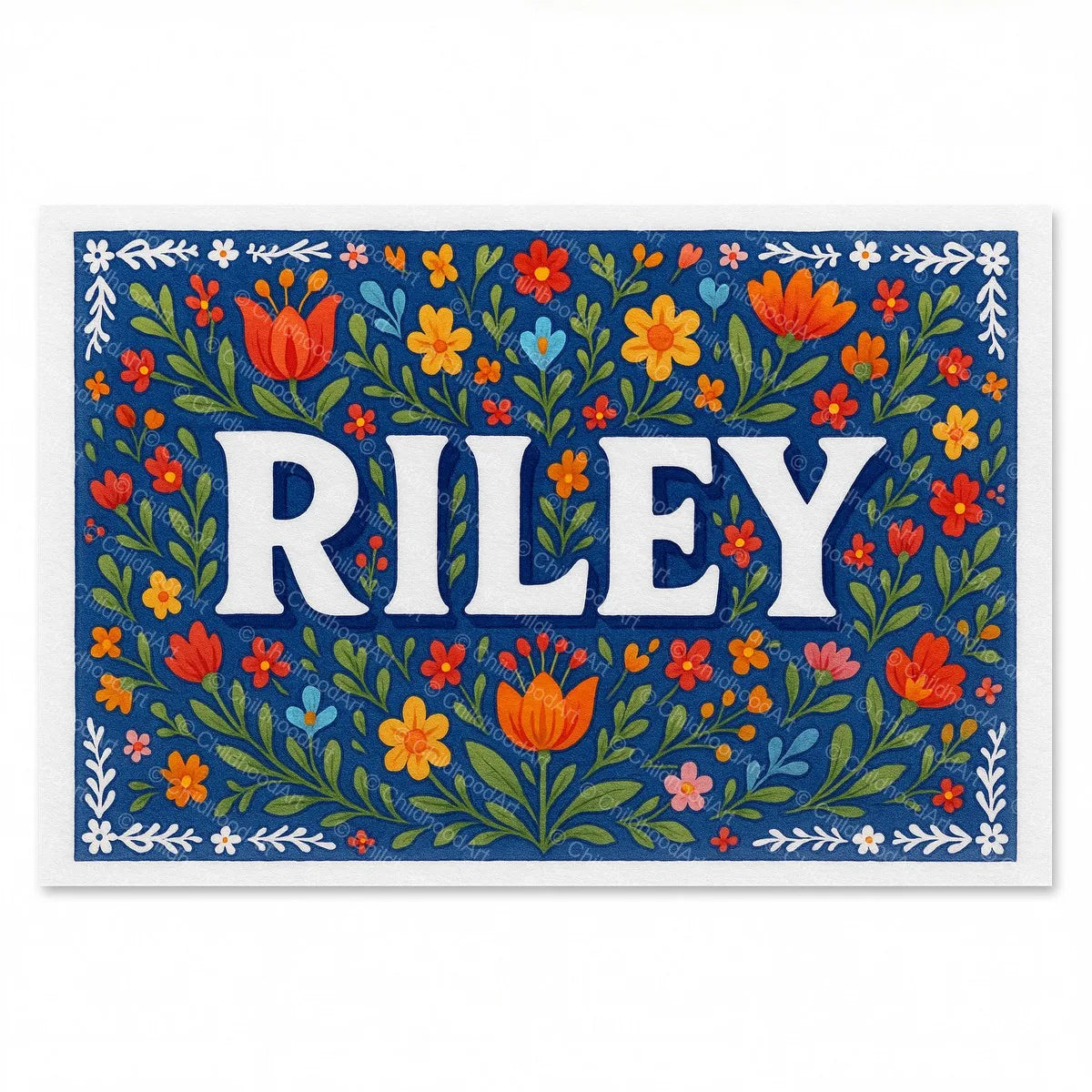 Riley Floral Farmhouse Name Art - Full size image