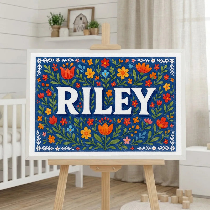 Calm personalized name art for Riley