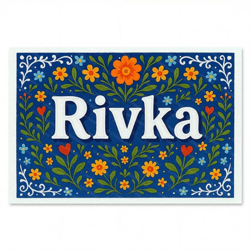 Rivka Name Art - Floral Farmhouse personalized wall print for kids