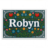 Robyn Name Art - Floral Farmhouse personalized wall print for kids