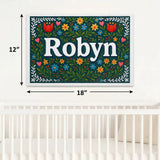 Robyn Name Art - Floral Farmhouse personalized wall print for kids