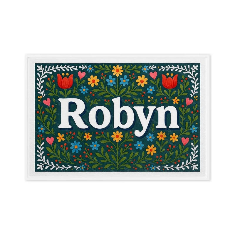 Robyn Name Art - Floral Farmhouse personalized wall print for kids