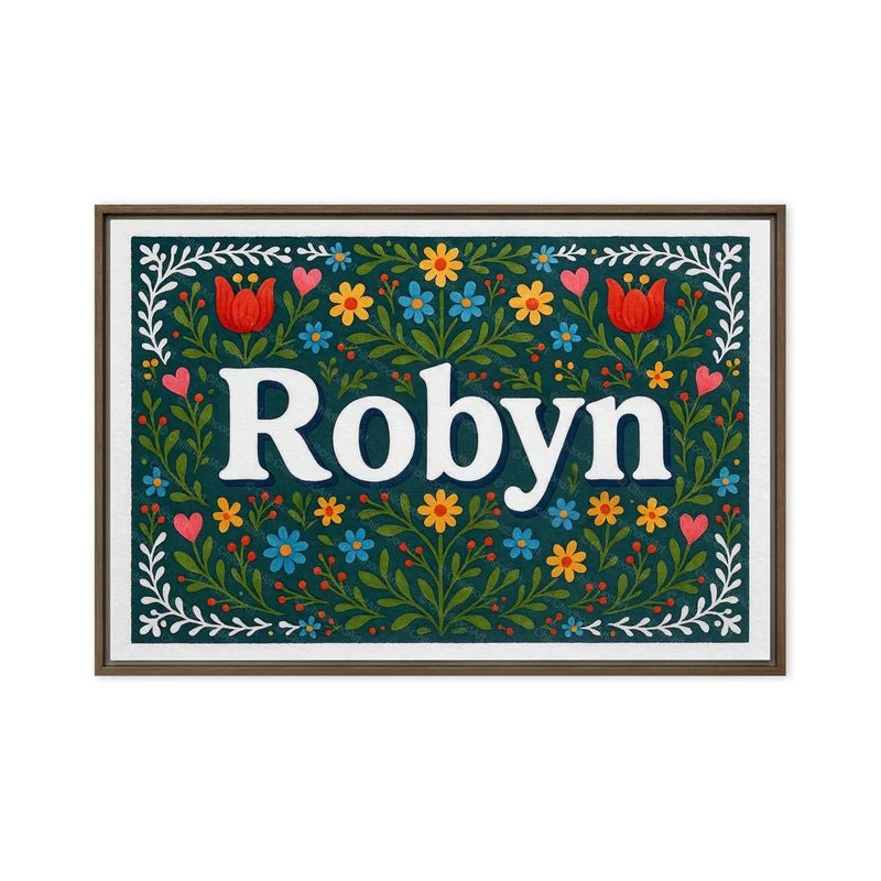 Robyn Name Art - Floral Farmhouse personalized wall print for kids
