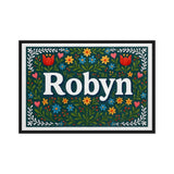 Robyn Name Art - Floral Farmhouse personalized wall print for kids