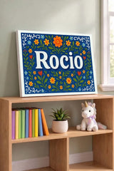 Rocio Name Art - Floral Farmhouse personalized wall print for kids