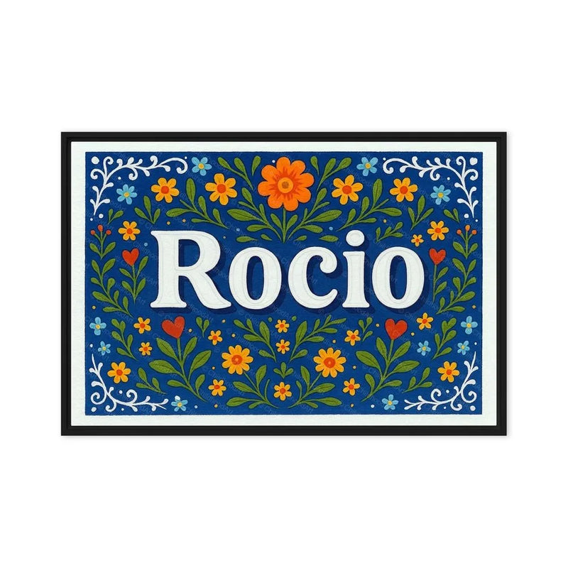 Rocio Name Art - Floral Farmhouse personalized wall print for kids