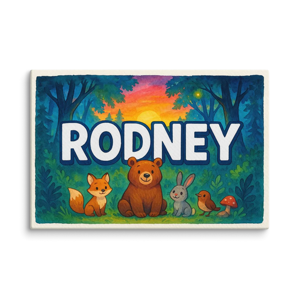 Rodney Name Art - Forest Friends Personalized Wall Art