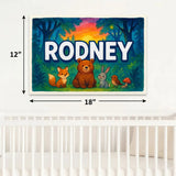 Rodney Name Art - Forest Friends personalized wall print for kids
