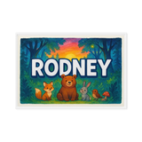 Rodney Name Art - Forest Friends personalized wall print for kids
