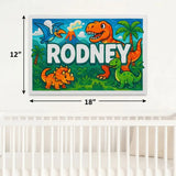Rodney Name Art - Dinosaur Adventure personalized wall print for kids